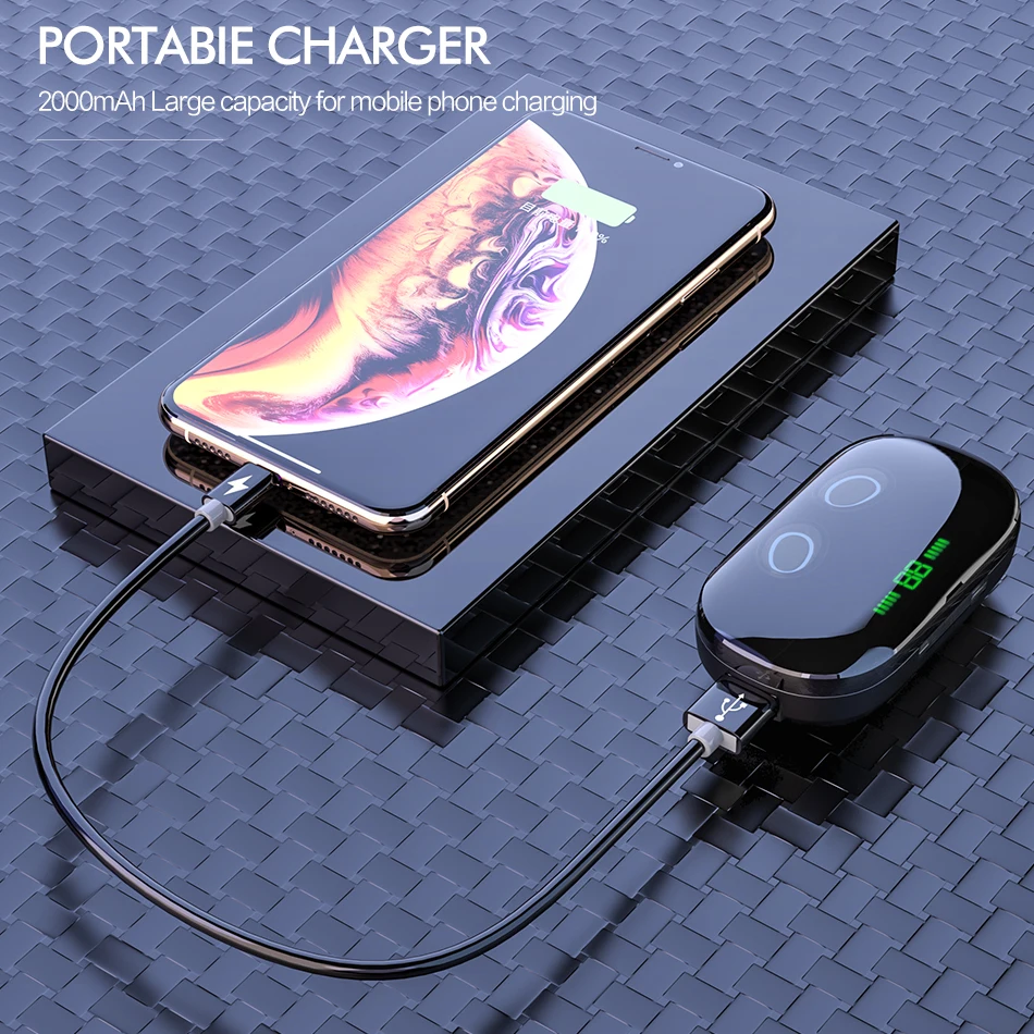 ROCK Mini TWS настоящие беспроводные Bluetooth наушники стерео Спортивная гарнитура с зарядным устройством микрофон для iPhone XS MAX Xiaomi