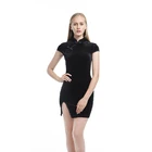 Однотонное китайское классическое женское Замшевое платье-Ципао в восточном стиле для невесты, женское сексуальное мини-платье с разрезом, женские платья