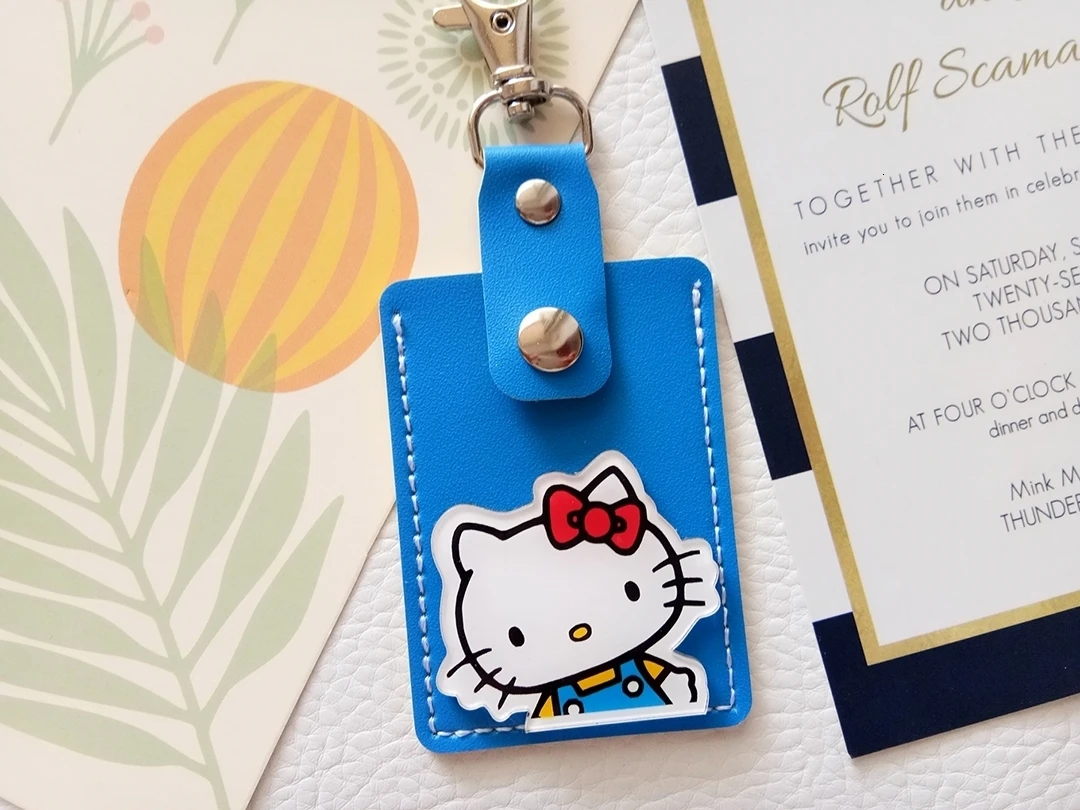 Hello kitty аниме брелок KT Cat мини-карта брелок держатель пряжка дамы сумки на плечо для женщин кожа