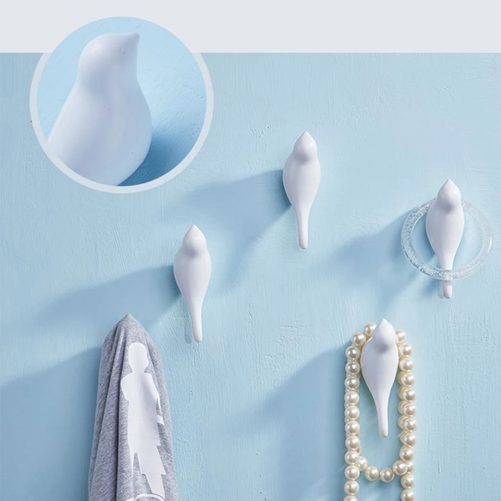 2 шт. креативные крючки с птицами из смолы для спальни двери животные пальто шляпа