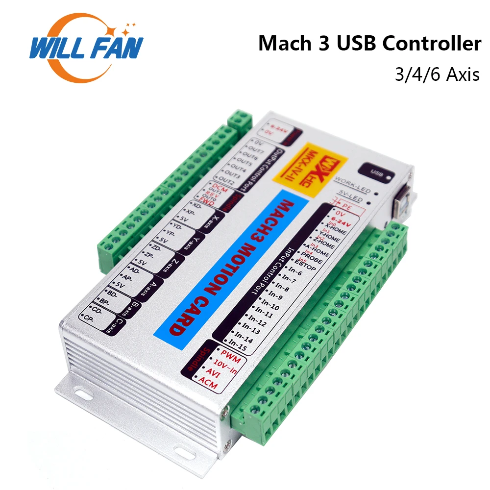 Will Fan XHC Ethernet Mach3 Board 3 4 6 Axis Motion Control Card 2MHz USB Port Support Windows 7 10 For CNC Router Machine | Инструменты