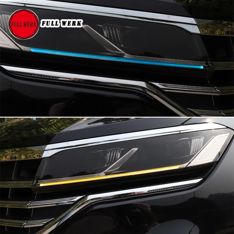 1 пара ТПУ Автомобильная Повседневная световая пленка для фары клейкая пленка для изменения цвета крышка полосы для Touareg 19 фара украшение пленка аксессуары