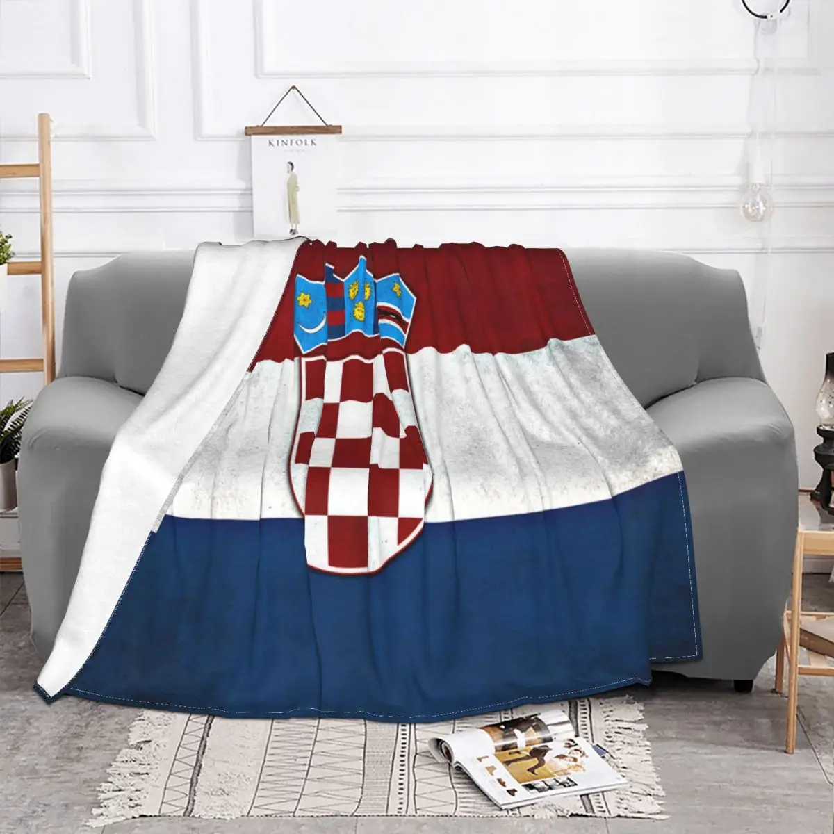 Флисовое мягкое покрывало с принтом в виде флага Хорватии