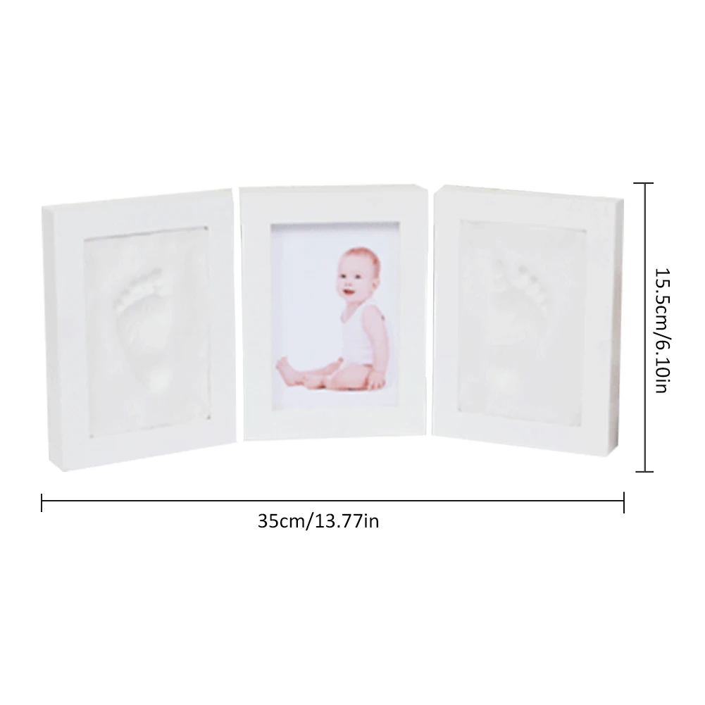 

Solid Wood Tri-fold Hand And Foot Print Photo Frame Keepsake Frame For Newborn Baby Souvenir Frame Baby Handprint Footprint