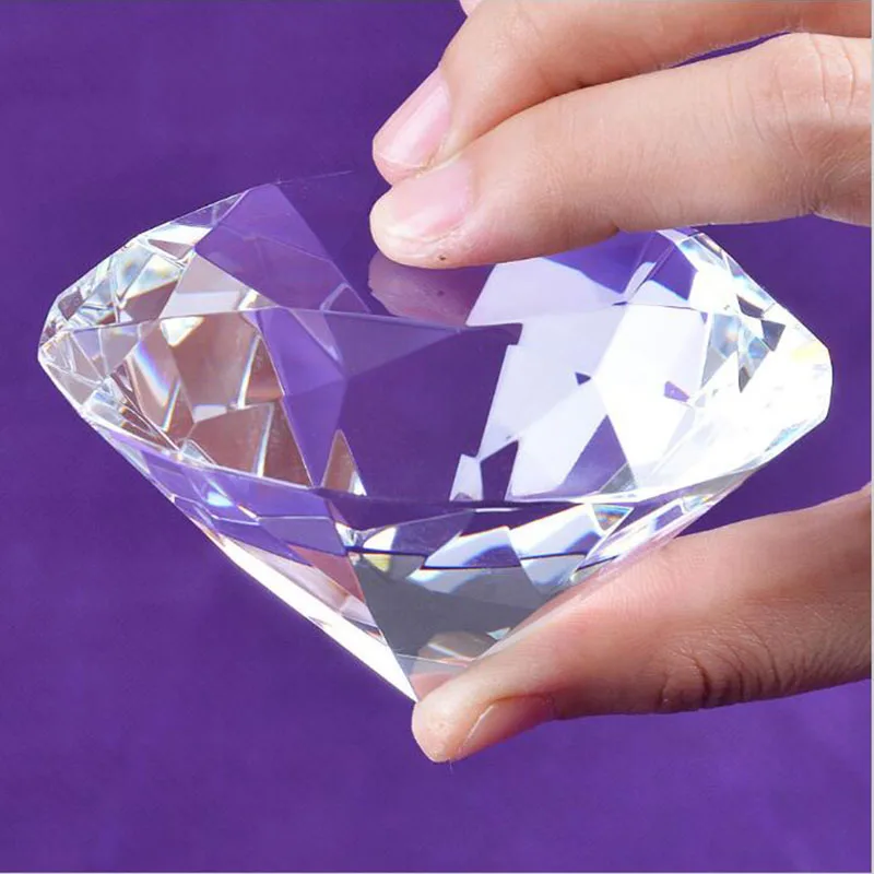 

Huge Crystal Diamond Paperweight Fengshui Ornaments Glass Crafts Home Decoration Wedding Figurine Love Gifts
