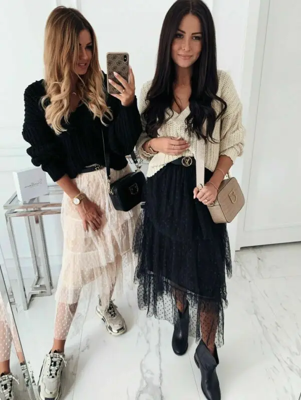 Модная юбка пачка из тюля Женская длинная макси Корейская милая розовая