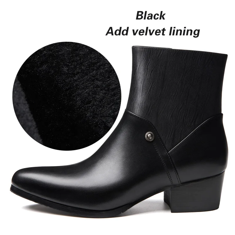 Мужские Ботильоны из натуральной кожи на высоком каблуке|Мотоциклетные ботинки|