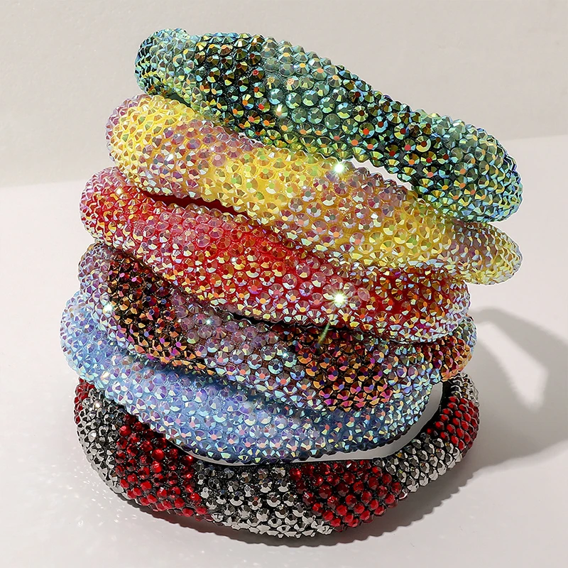 

Роскошные блестящие мягкие ленты для волос в стиле барокко, полные кристаллы, широкие головные уборы, белые аксессуары для волос для женщин