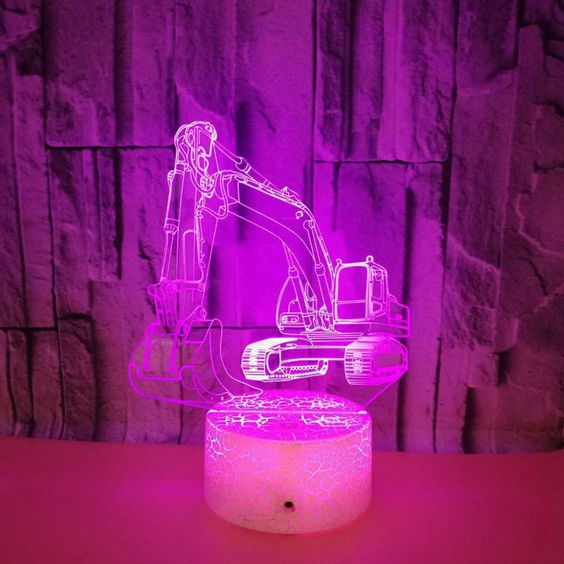 

Creative 3D Excavator Optical Illusion Lamp LED Colorful Night Light Home Bar