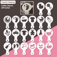 2022new baby coffee stencil cappuccino template mold 20pcsset fancy spray cupcake powdered sugar chocolate%e2%80%8b cocoa diy printing