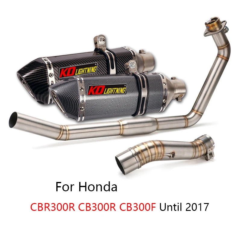 Выхлопная система без шнуровки для Honda CBR300R CB300F/R, до 2017 года, мотоциклетные Передние средние соединительные трубки, 51 мм глушители, съемные г...