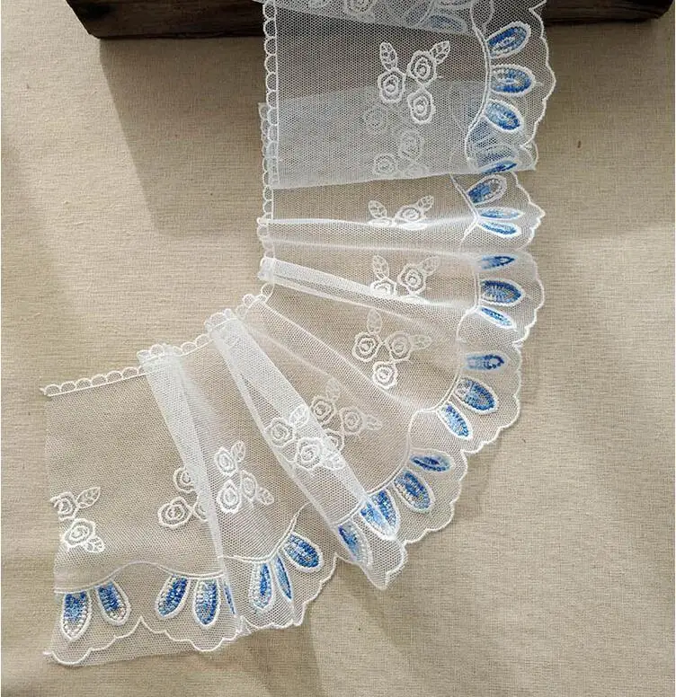 2 м/лот 12 см Ткань сделай сам кружево цвета слоновой кости синий сладкий кордат