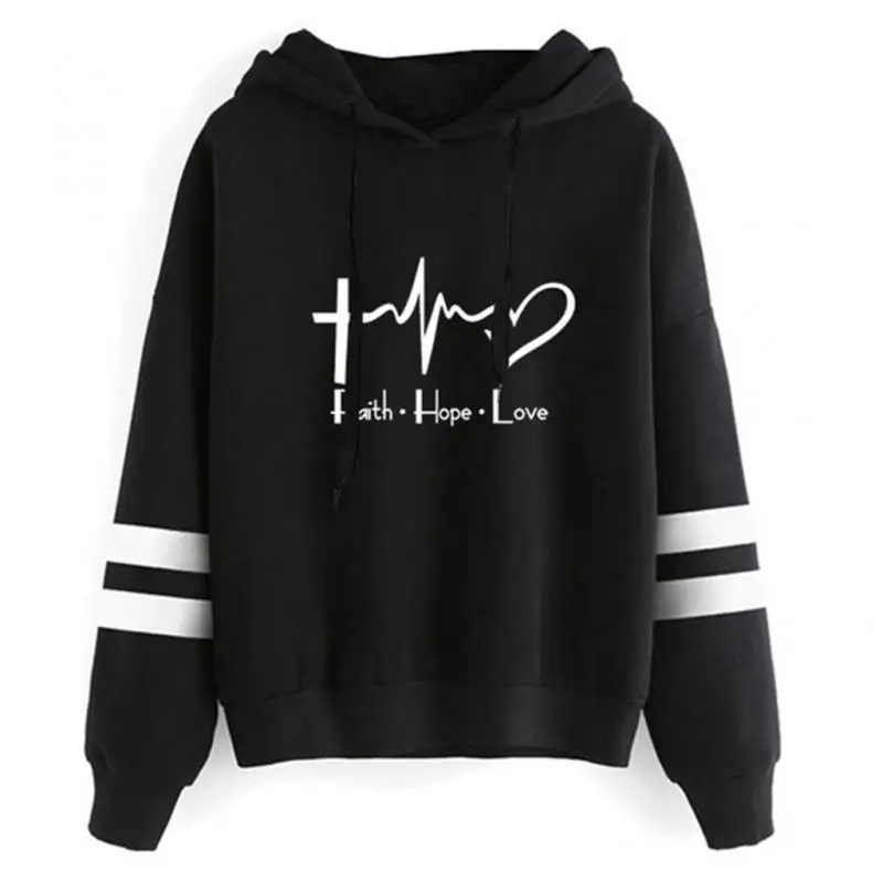 Faith Hope Love Hoodie Unisex Funny Cartoon Harajuku Women Sweatshirt Fashion Female Kawaii Ulzzang Hoody
