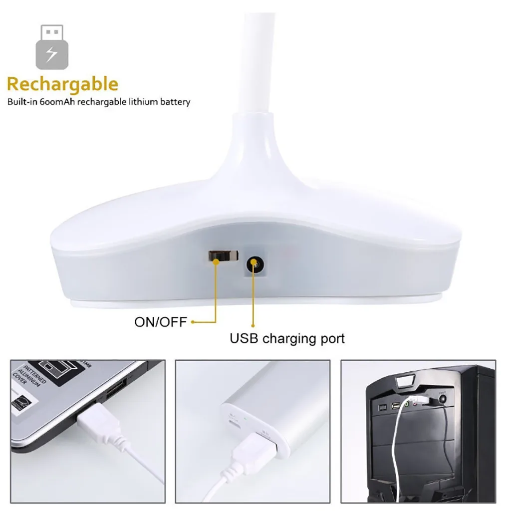 CARPRIE USB Перезаряжаемый Светодиодный настольный светильник, регулируемая интенсивность, светильник для чтения, сенсорный выключатель, настольные лампы, 3 уровня, настольные лампы 815