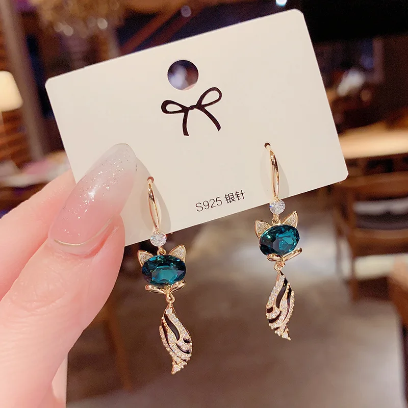 Серьги с голубыми кристаллами Модная бижутерия новинка 2021 модные вязаные серьги