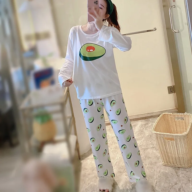 

Autumn Winter Pajama Set for Women Two-pieces Long Sleeve Round Neck Pajamas Sets Girls Sleepwear Homewear