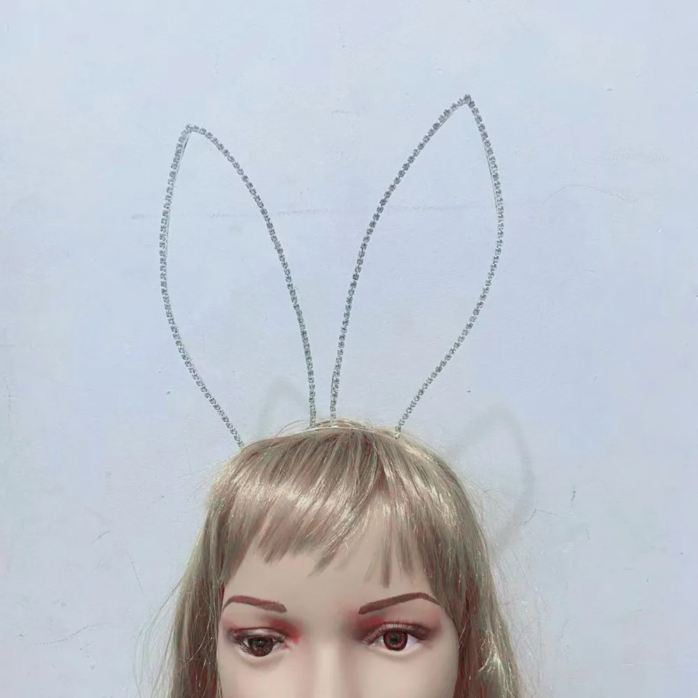 

Luxury Crystal Sexy Bunny Ears Headband Hairbands Jewelry for Girl Party Bling Rhinestone Cosplay Rabbit Ear Hair Hoop Headpiece