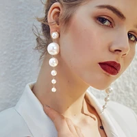 2020 new fashion trend simulation pearl long earrings female white pearl wedding pendant earrings korean jewelry earrings