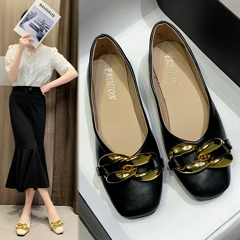 

Shoes Woman Flats Square Toe All-Match Casual Female Sneakers Shallow Mouth Slip-on Modis Dress Comfortable Grandma Summer Slip