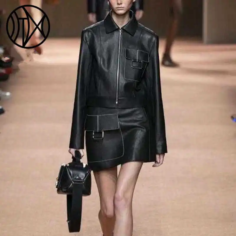 

Women Leather Natural Coat Lambskin Leather Bomber Biker Jacket Long Sleeves 100% Sheepskin Leather Coat H730