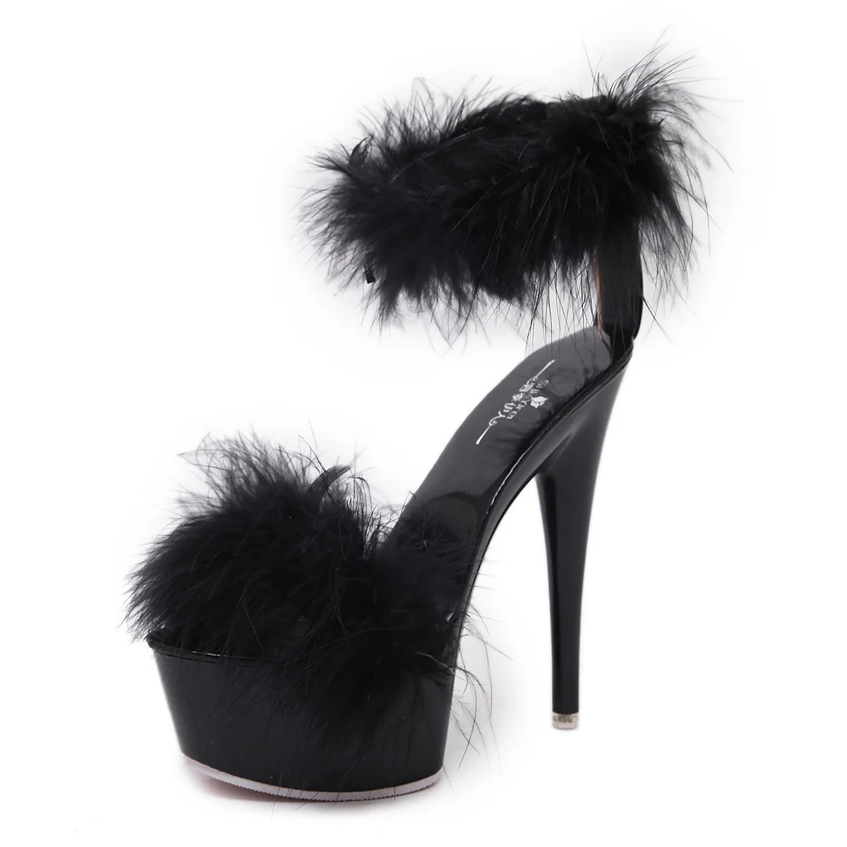 

High heels stiletto sexy black waterproof platform 2020 Zapatos de mujer super high heel hairy sandals female summer shoes