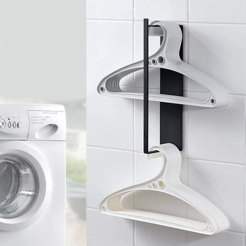 

Punch-free Hanger Storage Rack Wall-Mounted Household Balcony Hanger Organizer Shelf FAS6