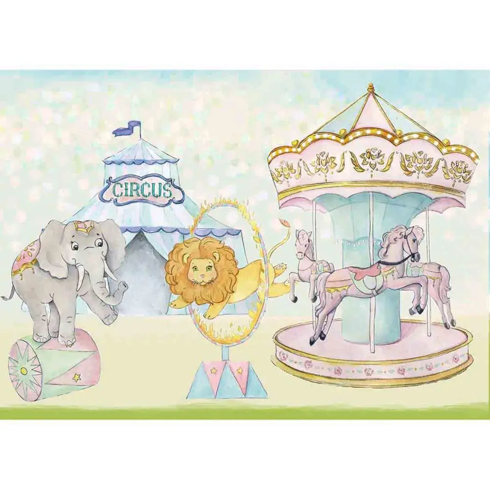 Фон для фотосъемки с цирком Allenjoy картина маслом слон Лев детский день рождения