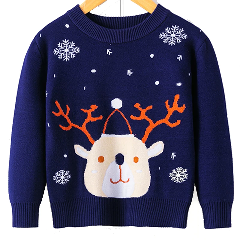 

2-7Y Christmas Winter Baby Girls Boys Woolly Jumper Sweaters Kids Knitting Pullovers Tops Long Sleeve Knitwear Children Clothes