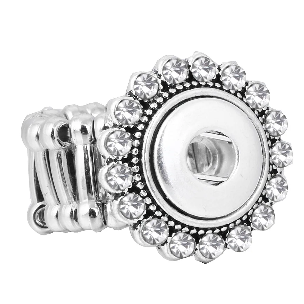 New Crystal Snap Button Ring 12mm Buttons Jewelry Elastic Adjustable Mini Rings for Women Gift | Украшения и аксессуары
