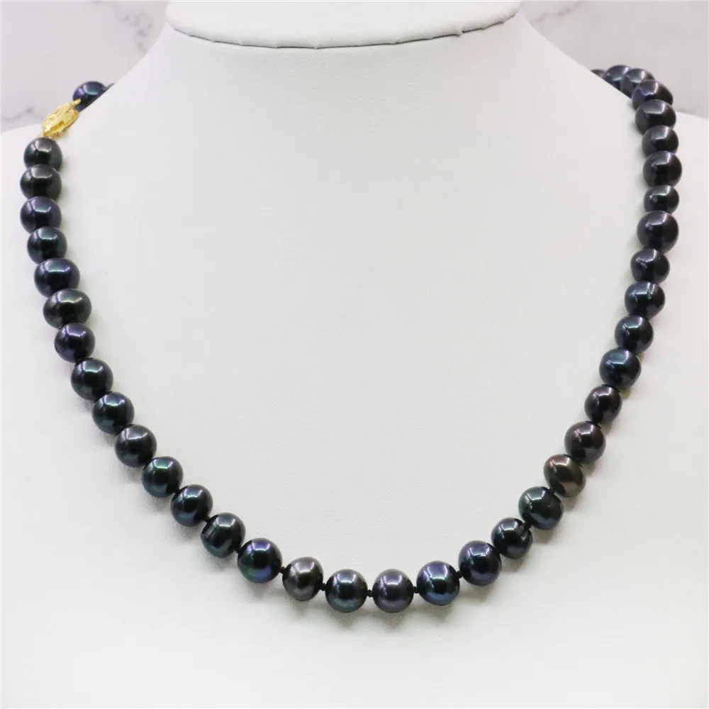 Черное Ожерелье Akoya с искусственным жемчугом 8-9 мм ювелирные изделия из