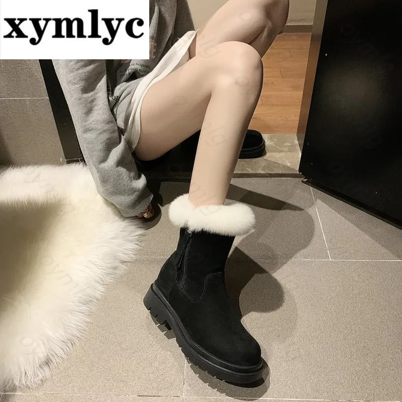 

Winter Round Toe Keep Warm Snow Boots Short Plush Non-slip Ankle Boots Solid Color Non-slip Women Shoes Zapatillas Mujer 2020