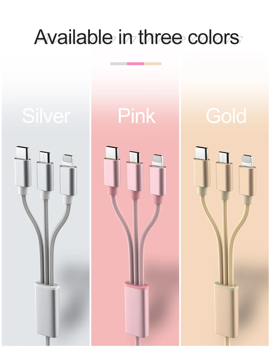 3.1A 3 в 1 Кабели для мобильных телефонов для iPhone XS Max XR X 8 7 USB кабель для мобильных телефонов Micro usb type C кабель для зарядного устройства