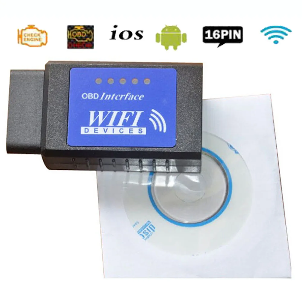 Новинка синяя этикетка OBD2 ELM327 WIFI ELM 327 V1.5 Wi Fi сканер USB считыватель кодов адаптер в 1