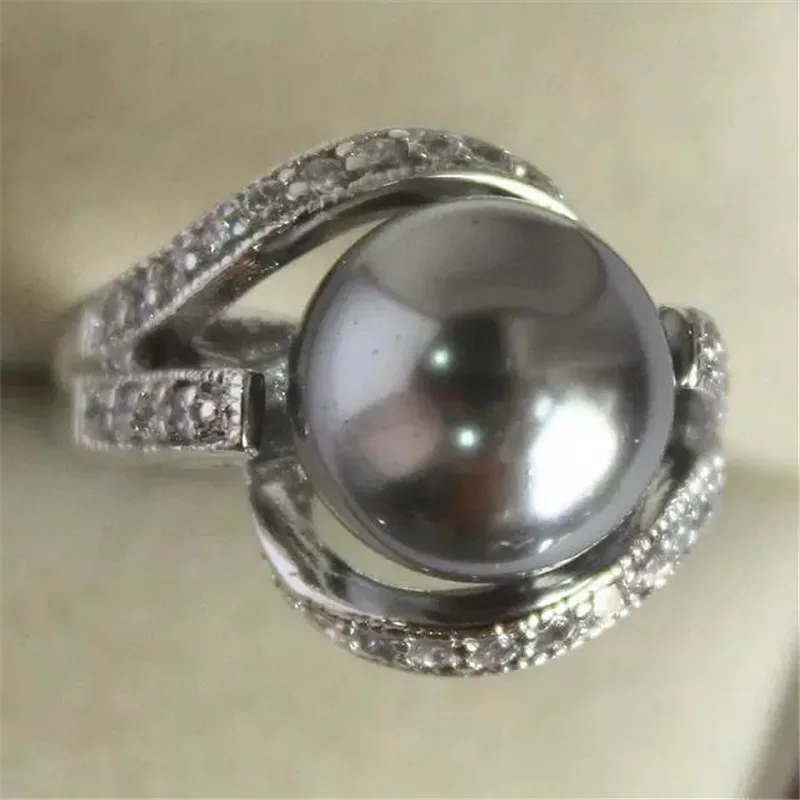 Новый стиль серые 12 мм бусины серебристого цвета инкрустация CZ южноморская