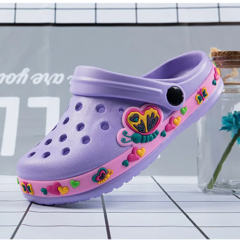 

Child Sandals Anti Skid Slipper Summer Hole Shoes Rubber Kids Dinosaur Garden Shoes Beach Flat Sandals Slippers