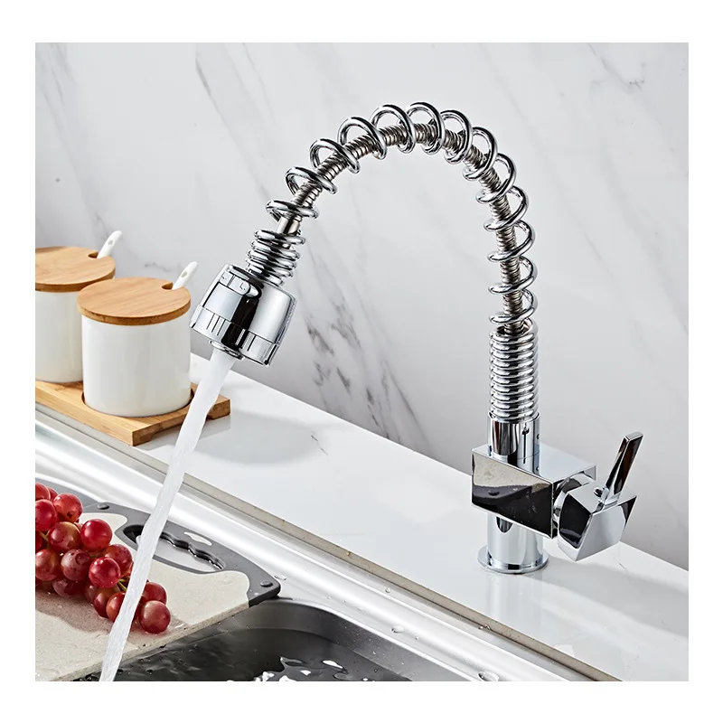 

Hot and cold stainless steel spring pull kitchen faucet copper mixing faucet splash-proof sink kitchen faucet