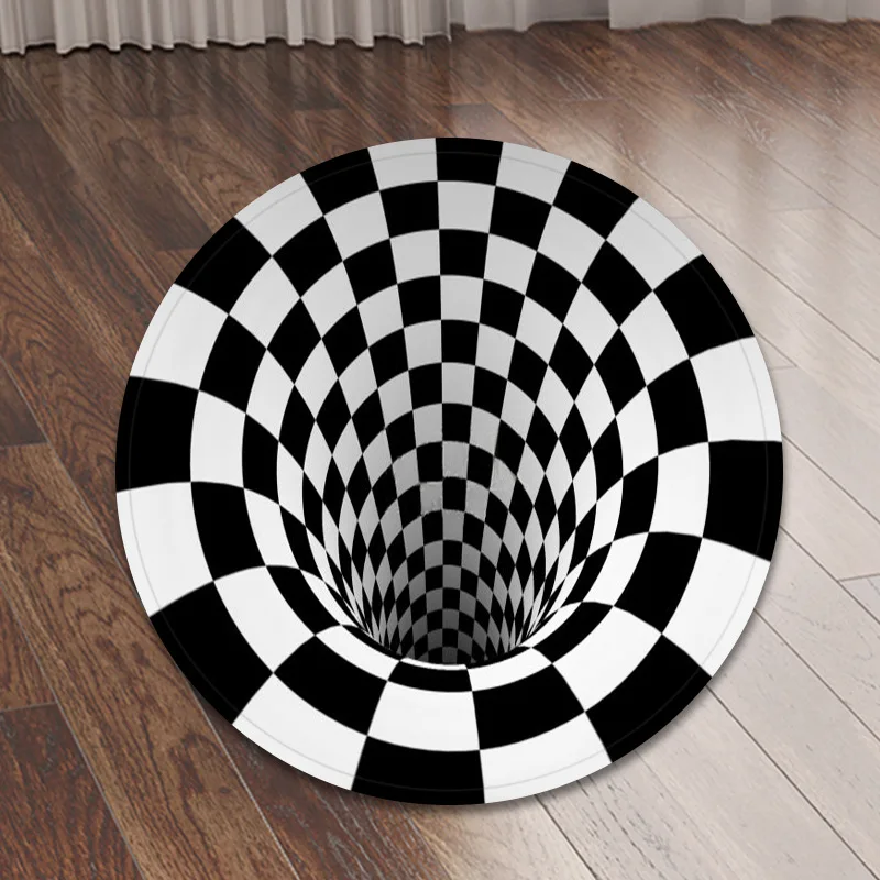 3D белый черный ковер коврик для стула фланелевый нескользящий декоративный