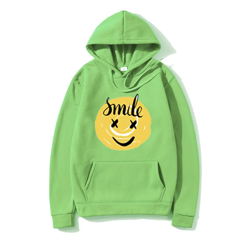 

New Mint Green Smiley Face Hoodie Justin Bieber Top Long Sleeve Autumn Loose Super Fire High Street Hooded Sweater Couple