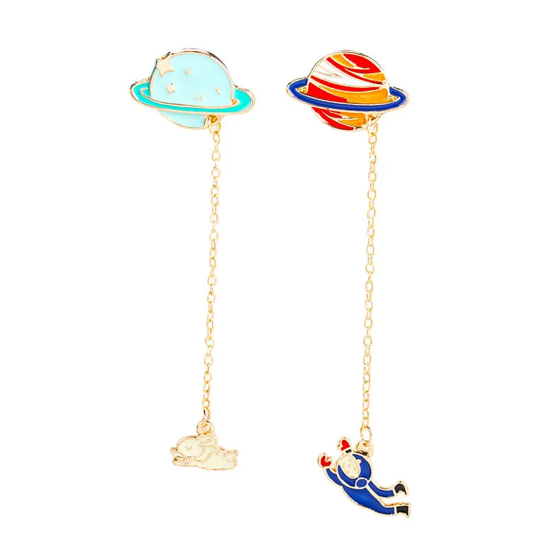 Креативная брошь с подвеской пара брошка в стиле модерн планета кролик астронавт
