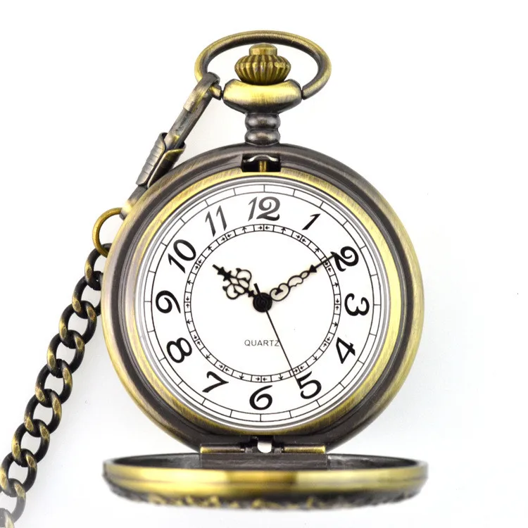 Древние мемориальные часы карманные ретро бронзовые с цепочкой стимпанк Скелет