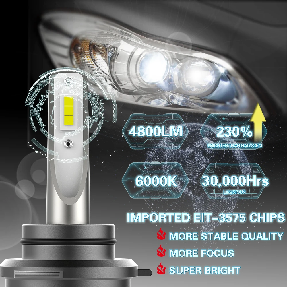 2 шт. H4 H7 светодиодные фары наборы ламп H11 40 Вт 4800LM 9005 hb4 9006 лампы H1 LED H3 9012