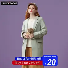 Metersbonwe, новинка, Женское шерстяное пальто, верхняя одежда, зимняя одежда, офисное Женское пальто, модное, теплое, тонкое, элегантное, повседневное, свежее пальто