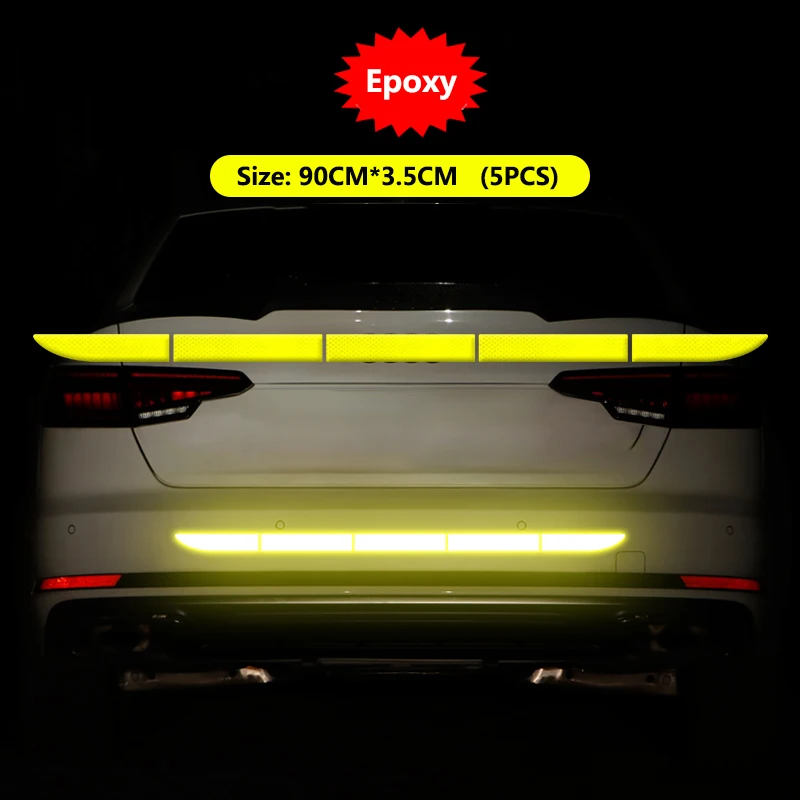 Epoxy Fluorescent Y. Автомобильный стикер светоотражающий сигнальный защитный скотч пленка Авто полоса декоративный элемент для бампера отражение анти наклейки против столкновения автомобильные аксессуары - Цвет: Epoxy Fluorescent Y.