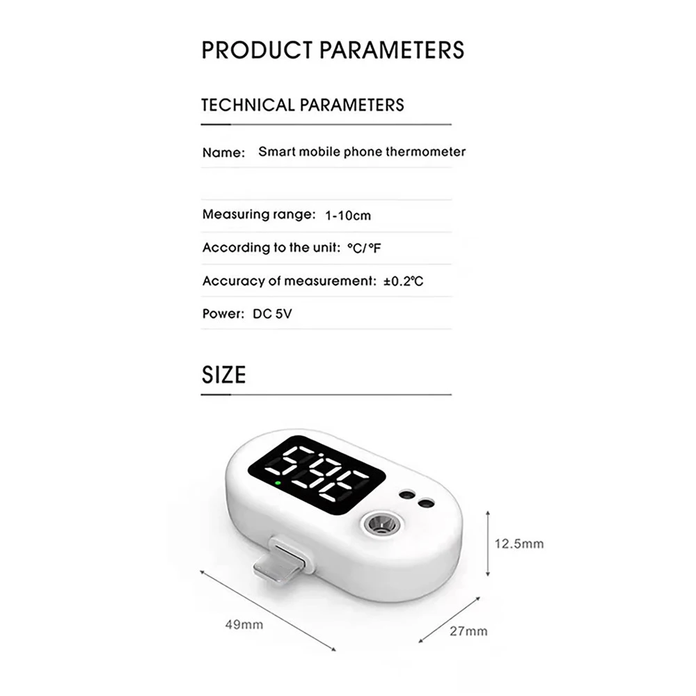 usb non contact infrared temperature meter smart mobile phone thermometer for androidiostypc c temperature measuring treasure free global shipping