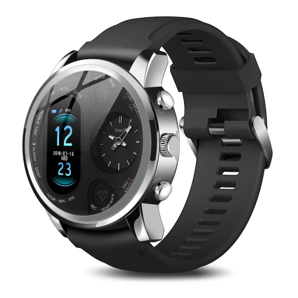 sliver LEMFO Смарт часы для мужчин T3 PRO Dual Time Водонепроницаемый IP67 сердечного ритма Bluetooth трекер активности Смарт спортивные для IOS Android - Цвет: sliver