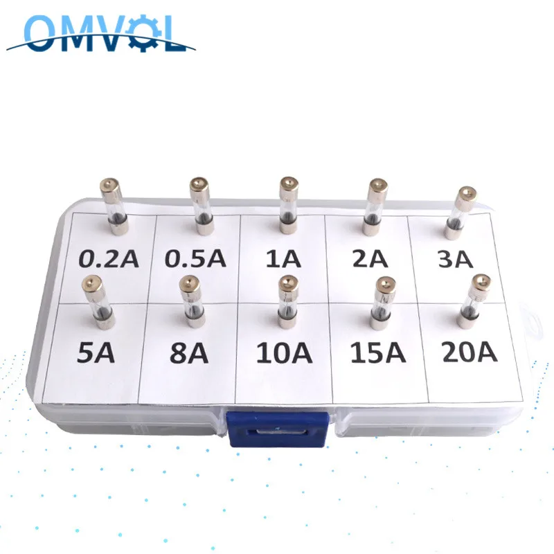 Предохранитель 100 шт./лот 5x20 мм наборы в ассортименте стеклянная трубка сделай