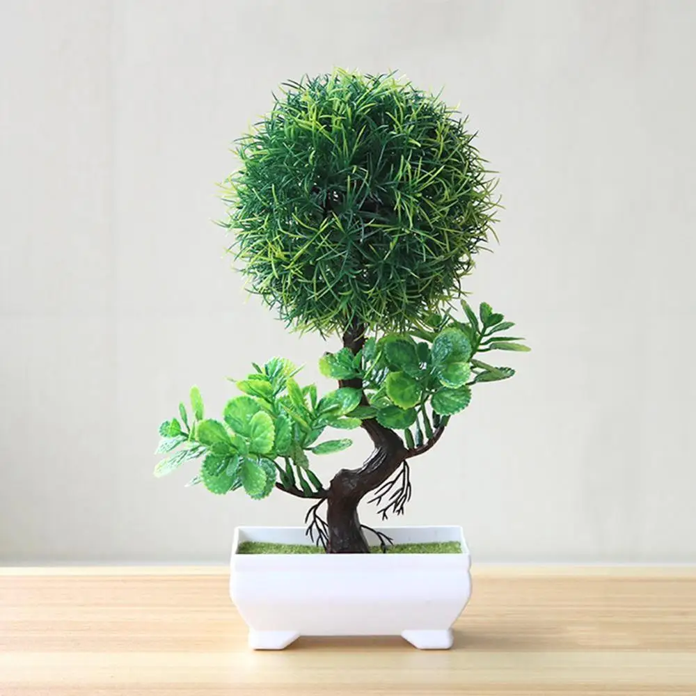 

Artificial Plants Potted Bonsai Green Small Tree Plants Garden Decor Table For Home Ornaments Fake Hotel Potted Party Flowe T9E2