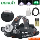 BORUIT RJ-3000 Lums светодиодный налобный фонарь, светильник с 2*18650 батареей, фонасветильник USB T6 Light Beads IPX5 Водонепроницаемый налобный фонарь