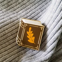 beautiful autumn maple leaf hard enamel pin cute cartoon magic book medal brooch accessories literary books badge jewelry
