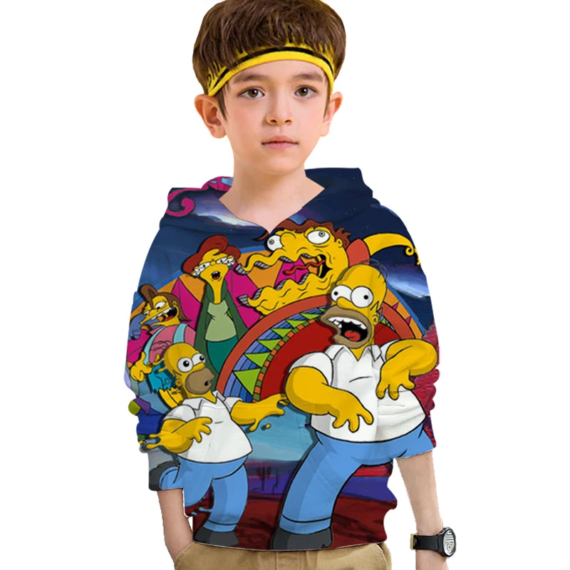 2020 одежда для маленьких мальчиков толстовки с 3d изображением Симпсона девочек